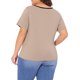 thumbnail image 3 of Agnes Orinda Blusas de Talla Grande para Mujer con Cuello Cuadrado, Mangas Cortas, con Detalle de Contraste y Nudo, T-Shirts Casual 1X Camel, 3 of 6