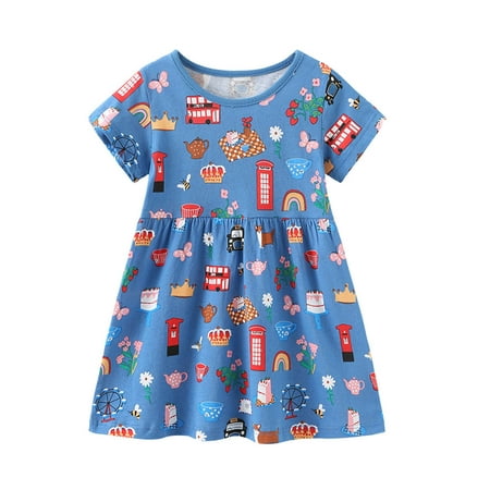 

Aolyty Toddler Girls Dress Summer Short Sleeve Casual Dresses 2T