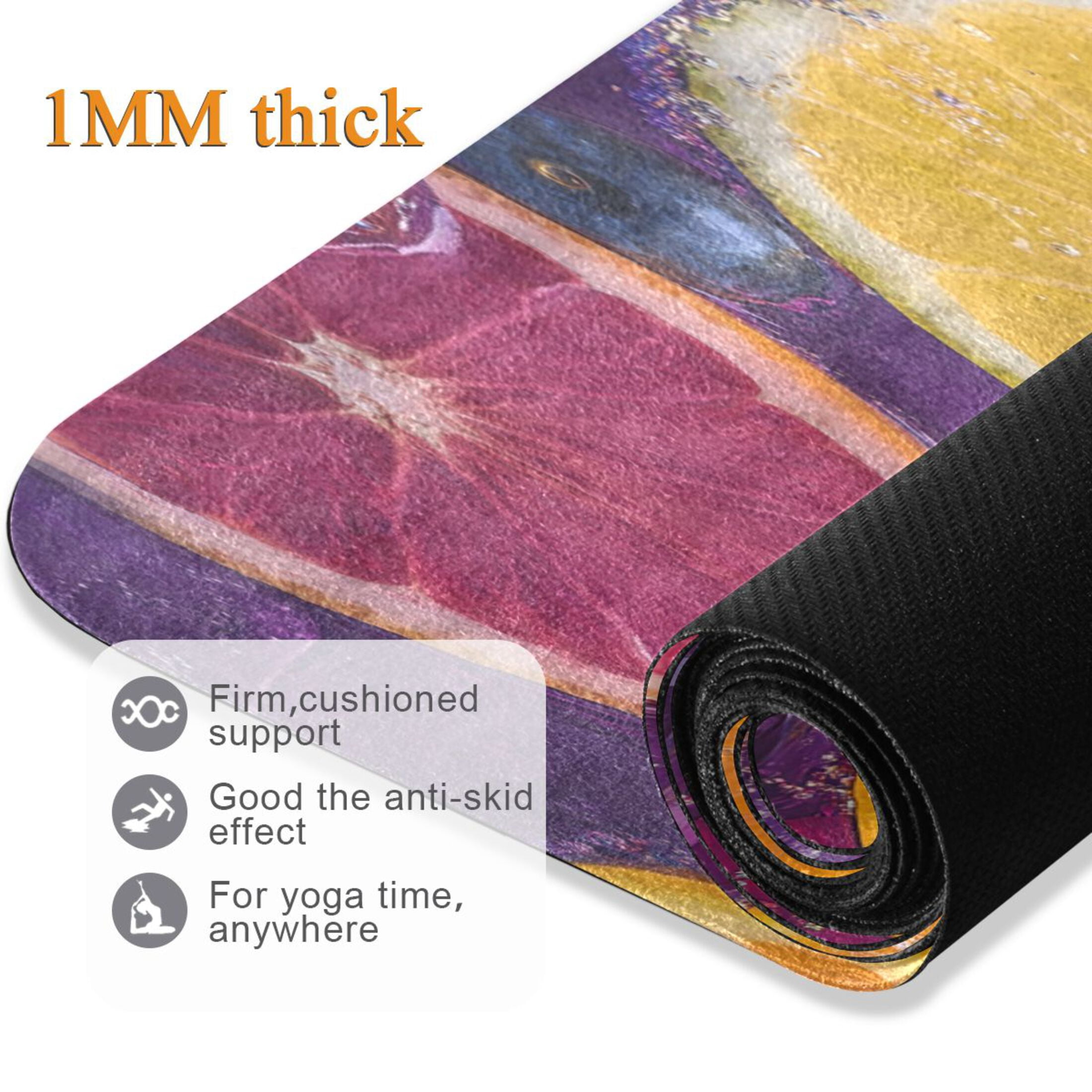 BZSMCE Yoga Mat Women Citrus Slices and Berries Submerged Fitness Mat