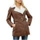 thumbnail image 2 of Chaquetas y abrigos de piel sintética de manga larga sin capucha para mujer, chaqueta cálida de manga larga con bolsillos y cremallera, parkas finas de invierno de piel sintética sin capucha y cinturó, 2 of 8