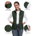 thumbnail image 4 of Women's Lightweight Packable Puffer VestWarm Quilted Windproof Sleeveless Jacket with 5 Zipper Pocketsfor Golf Hiking Travel Casual Wear Dark Green 2XL, 4 of 8