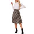 thumbnail image 3 of INSPIRE CHIC Women's Plaid Skirts Belted High Waist A-Line Mid-Length Skirts XS Khaki, 3 of 7