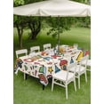 thumbnail image 4 of Outdoor Tablecloth with Umbrella Hole for Patio/Picnic/Party/Camping, Beige Children's Day Waterproof Table Cloth Rectangle Table Cover Washable, Car Tree Stars Modern Abstract Art Cartoon (52"x 70"), 4 of 8