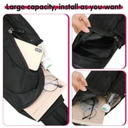 AOWOO Black Sling Bag, Lightweight One Strap Shoulder Chest Bag for Men Women, Small Waterproof Sling Backpack Fishing Bag for Hiking Walking Biking Travel Cycling, Nylon