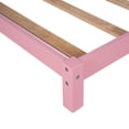 thumbnail image 3 of Kacho Twin Size Kids Bed with House-Shaped Headboard, Toddler Floor Bed with Solid Wood Slats, Twin Platform Bed Frame for Girls Boys, Wood Twin Bedframe, No Box Spring Needed, Pink, 3 of 7