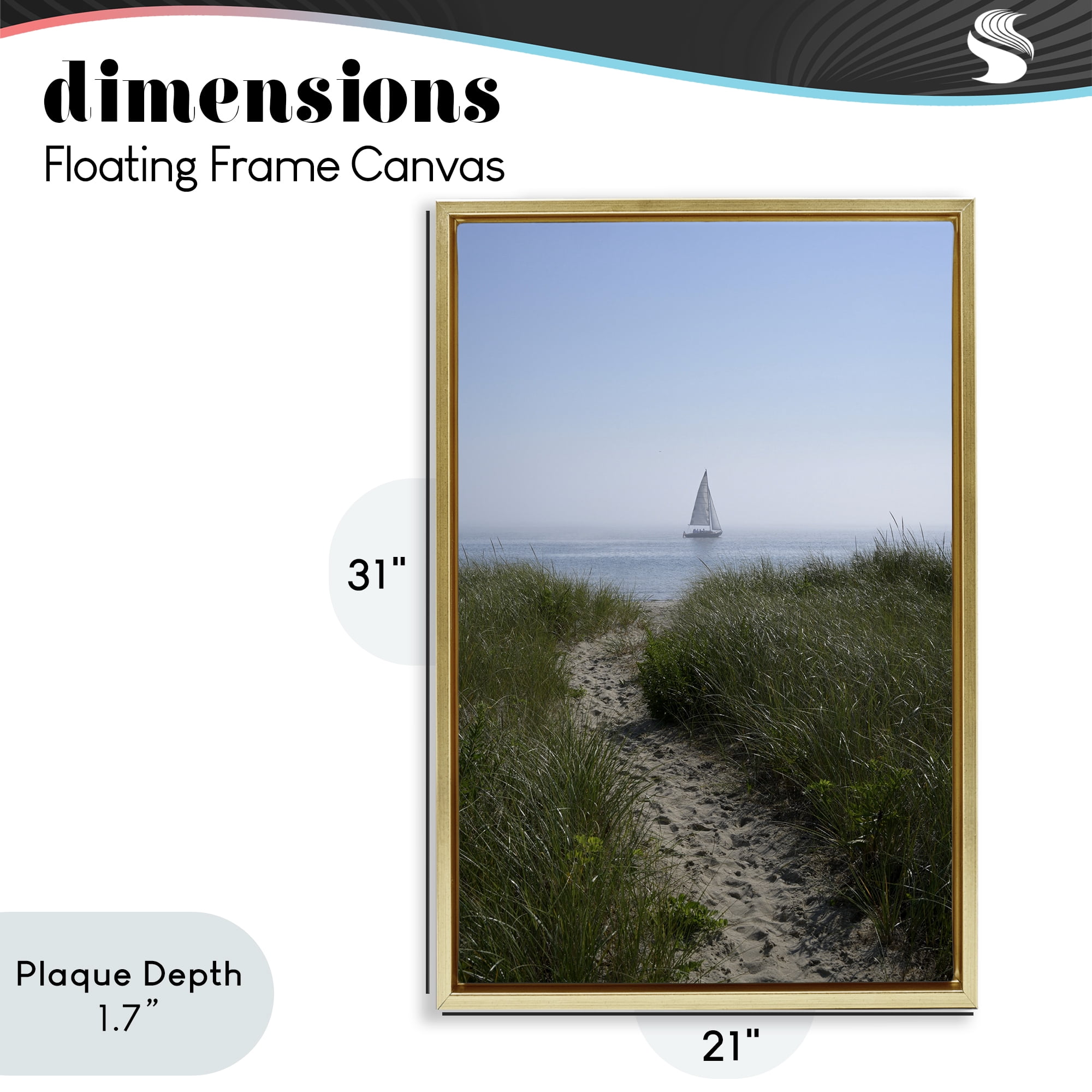 Stupell Industries Path to Morning Sail Gold Framed Floater Canvas Wall Art, design by JLM Photographs