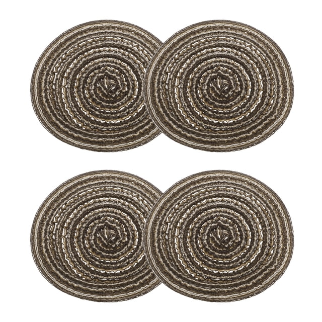 Uxcell 4 piezas de manteles trenzados redondos de 4" - Manteles redondos antideslizantes para mesas de comedor, lavables, con aislamiento térmico, manteles tejidos, marrón