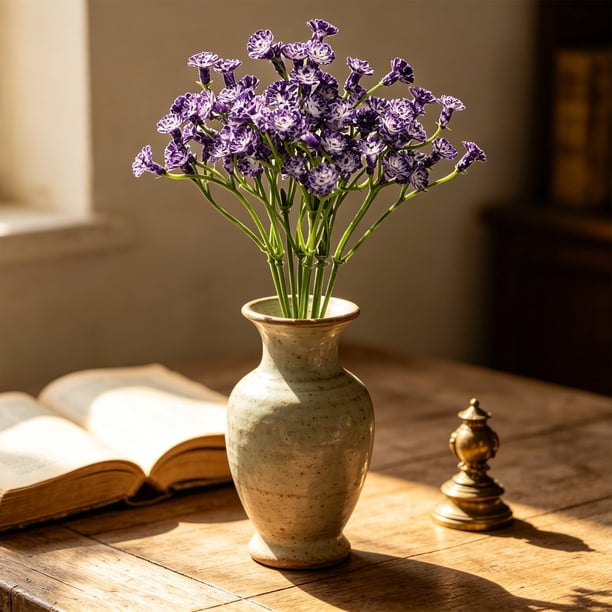 Ramo artificial de gypsophila (aliento de bebé) | Arreglo de tallos de flores artificiales para decoración del hogar | Decoración floral de plástico para la mesa de la sala