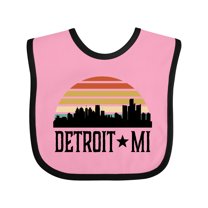 Inktastic Detroit Michigan Skyline Retro Boys or Girls Baby Bib