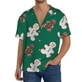 thumbnail image 3 of KLL Gingerbread Snowman Cookies Print Men's Shirt Short Sleeve Button Down Summer Cuba Beach Shirts- 3X-Large, 3 of 7