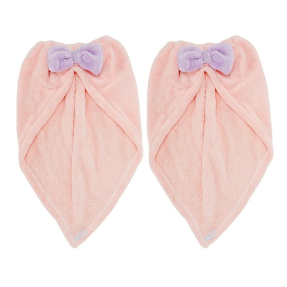 2pcs Hair Drying Towels Triangular Hair Towel Wrap for Women Bow Hair Drying Cap for Hair Pink