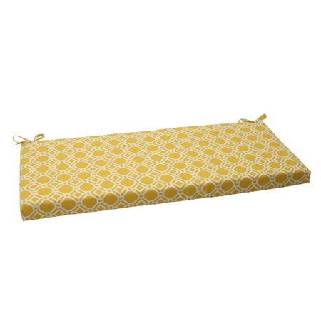 45" Yellow & White Octagonal Chain Outdoor Patio Furniture Bench Seat Cushion