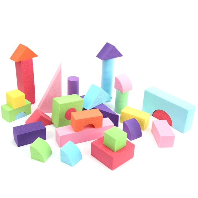 LYUMO EVA Blocs de construction en mousse Jouets de construction à gaine multicolore éducatifs pour enfants S, Blocs d'empilage, blocs de construction multicolores pour enfants