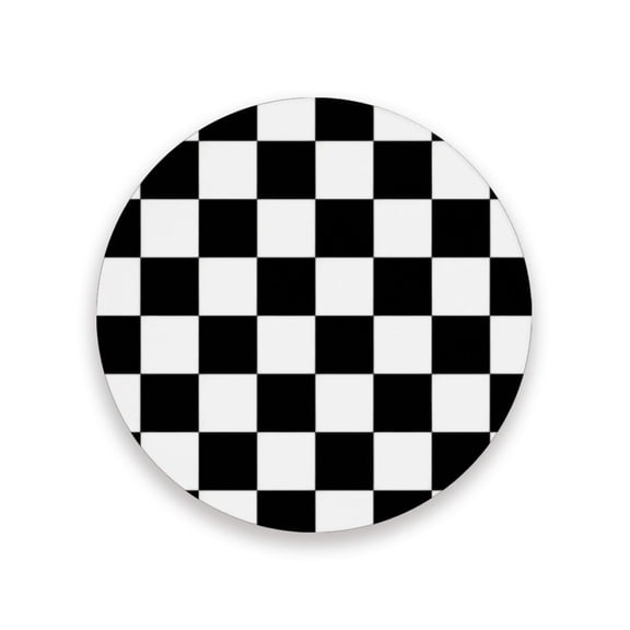 Qxltty One Pcs Drink Coasters Black and White Checkered Ceramic Round Coaster Absorbent Suitable for Kinds of Cups Coffee Table