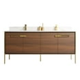 thumbnail image 2 of Fine Fixtures Oakville 72 in. W x 20 in. D x 33 in. H Bathroom Vanity in Walnut Ebony with White Ceramic Sink - Satin Brass hardware, 2 of 8