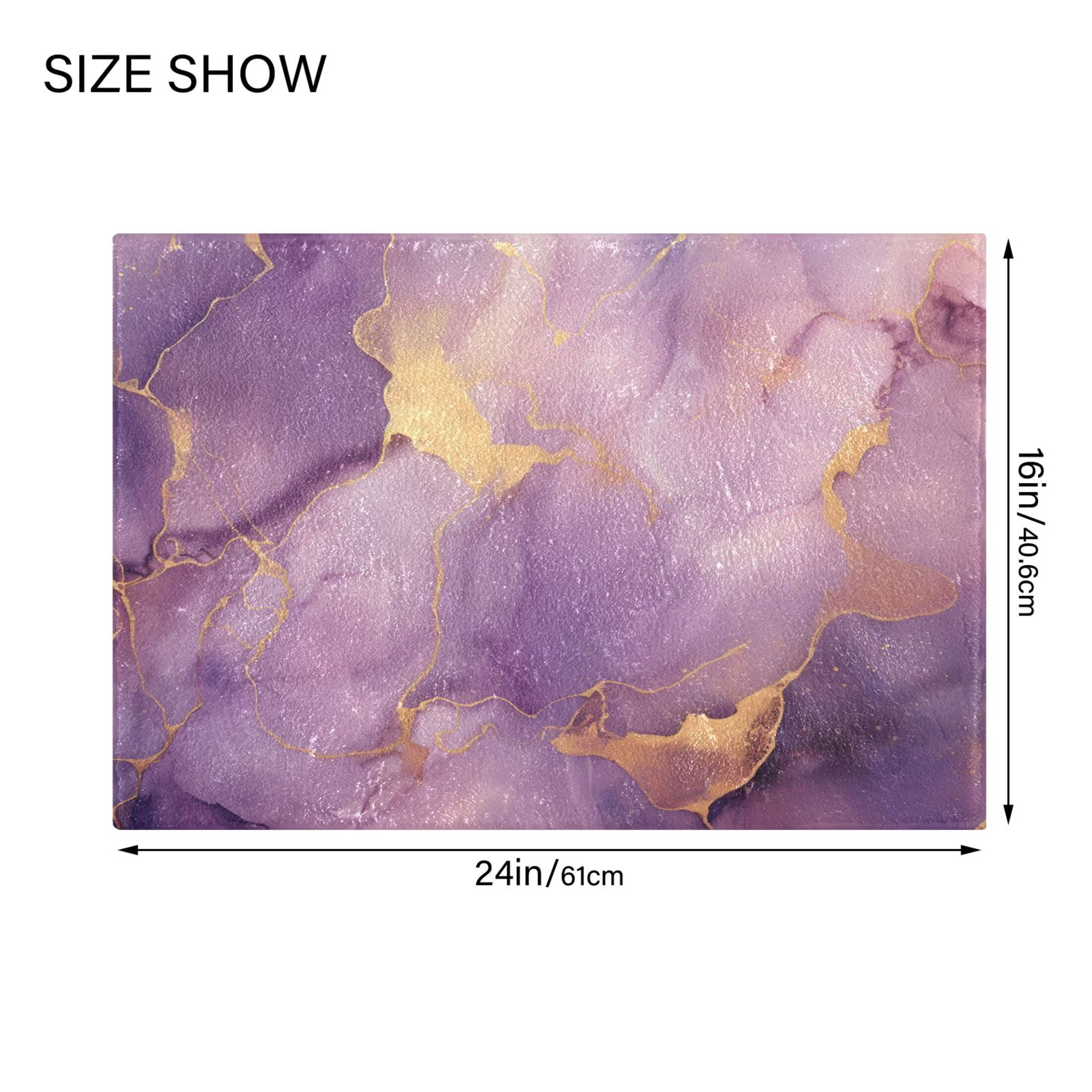 Toilet Rug Set Non-Slip Bathroom Rugs Soft Plush Machine Washable Contour Bath Mat Purple Lilac Marble 24x20/24x16