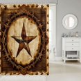 thumbnail image 2 of Manfei Boho Stars Shower Curtain 72Wx78L,Rustic Farmhouse Lodge Bath Curtain,Cream Brown, 2 of 5