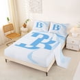 thumbnail image 2 of Manfei Shabby Chic Bow Tie Letter Monogrammed B Bed Sheets 4pcs for Girls Women,Blue Ribbon Bow Knot King Sheets for Kids Teens,Luxury Bedroom Decor, 2 of 5