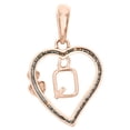 thumbnail image 4 of 10K Rose Gold Diamond Heart Pendant Dangling Initial Q Cut Out Charm 0.10 Ct., 4 of 6