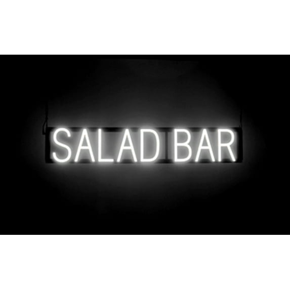 SpellBrite SALAD BAR LED Sign for Business. 34.3" x 6.3" White SALAD BAR Sign Has Neon Sign Look With Energy Efficient LED Light Source. Visible from 500+ Feet, 8 Animation Settings.