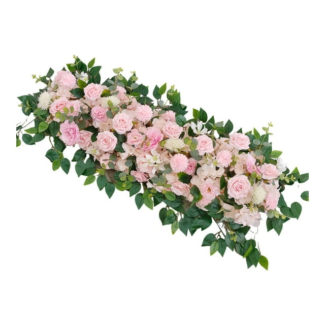 Arco de boda artificial con flores, arreglo floral falso, letreros rústicos de bienvenida para Rosa