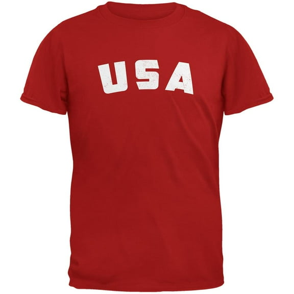 4th Of July Distressed USA Red Adult T-Shirt - 2X-Large