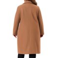 thumbnail image 3 of Agnes Orinda Women's Plus Size Peacoat Overcoat Notch Big Lapel Double Breasted Mid-Long Trench Coat 1X Camel, 3 of 5
