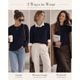 thumbnail image 5 of QUALFORT Women’s Crew Neck Pullover Sweater, Soft Lightweight Long Sleeve Knit Top, Navy, Size M, 5 of 7