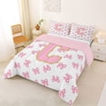 thumbnail image 2 of Manfei Cartoon Letter C Full Size Comforter Sets,Cute Coquette Bowtie Bedding Comforter Set,Pink,Pink Reversible,3pcs,1 Comforter and 2 Pillowcases, 2 of 7