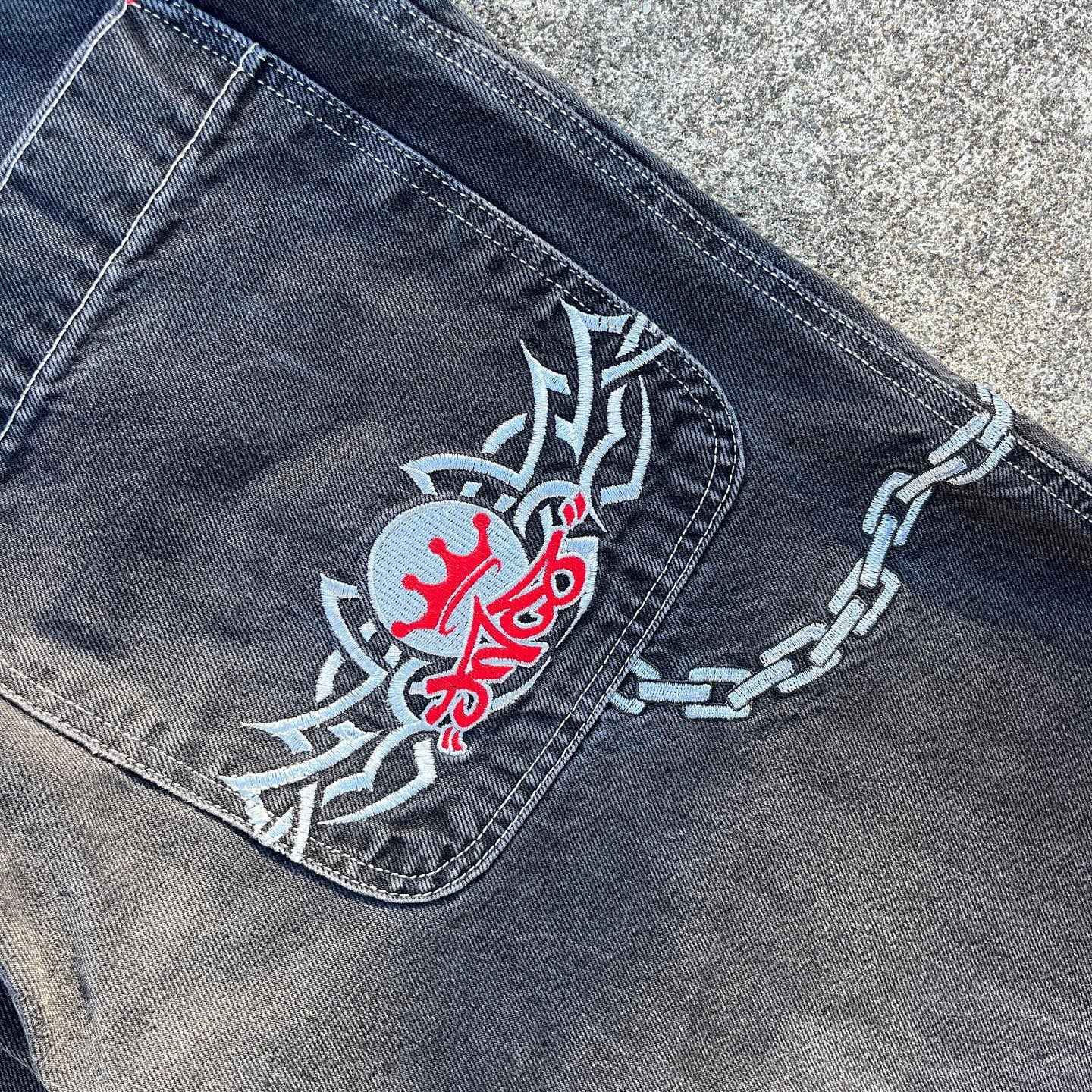 JNCO New Jeans Harajuku Retro Hip Hop Letter Embroidery