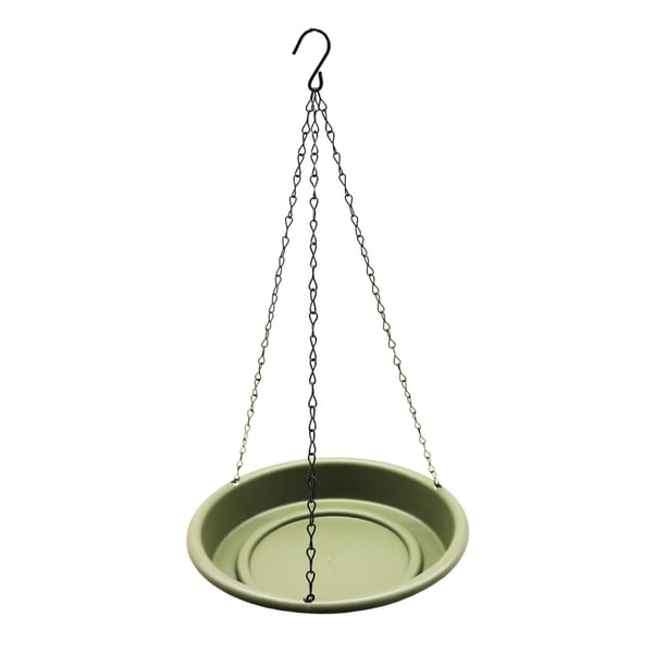 Comedero para pájaros con bebedero colgante y cadena, resistente a la intemperie. Verde