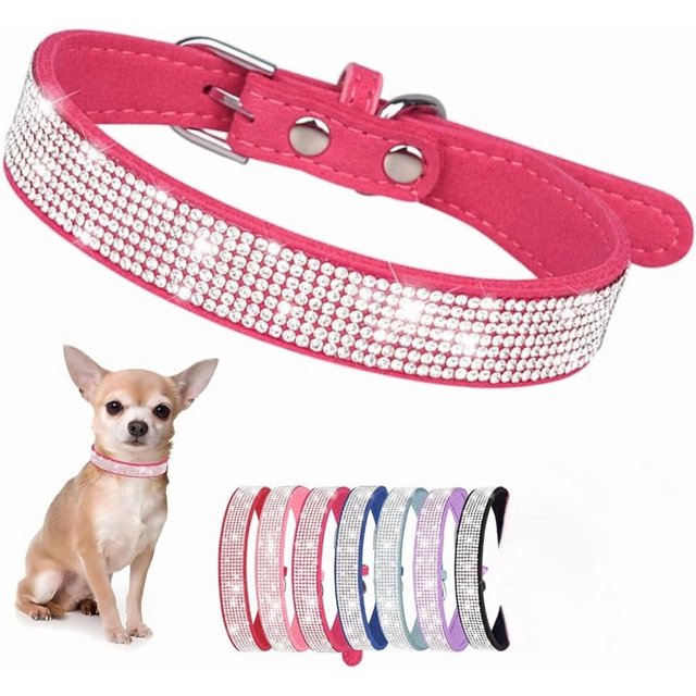 Collar de perro con diamantes de imitación para perros pequeños y medianos, con diamantes brillantes y cristales brillantes, bonita joya para cachorros, para XS, razas pequeñas y medianas, perros,