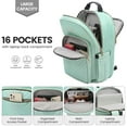 thumbnail image 3 of Lovevook Laptop Backpack for Women, 15.6" Quilted Travel Backpack with Anti-Thief Pocket, Teacher Backpack Book Bag Nurse Bag Purse with USB- Mint Green, 3 of 8