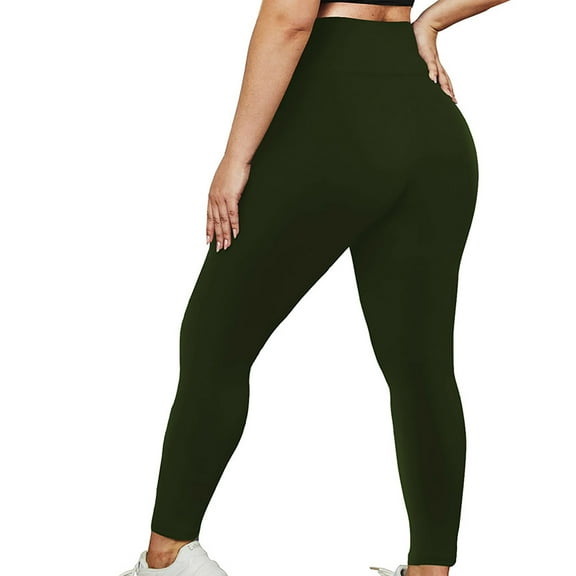 SELONE Green Leggings for Women Plus Size Gym Leggings Quick-Dry Elastic Waist Full Length Summer Pants Curvy Slim Casual Long Vacation Pants Pull on Solid Yoga Lightweight 3XL Breathable Beach Pants