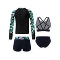 thumbnail image 2 of Yeahdor Girls Teens 4Pcs Printed Swimsuit Long Sleeve Tops with Crop Top Shorts Briefs for Bathing Pool Beach Swimming Black 10, 2 of 7