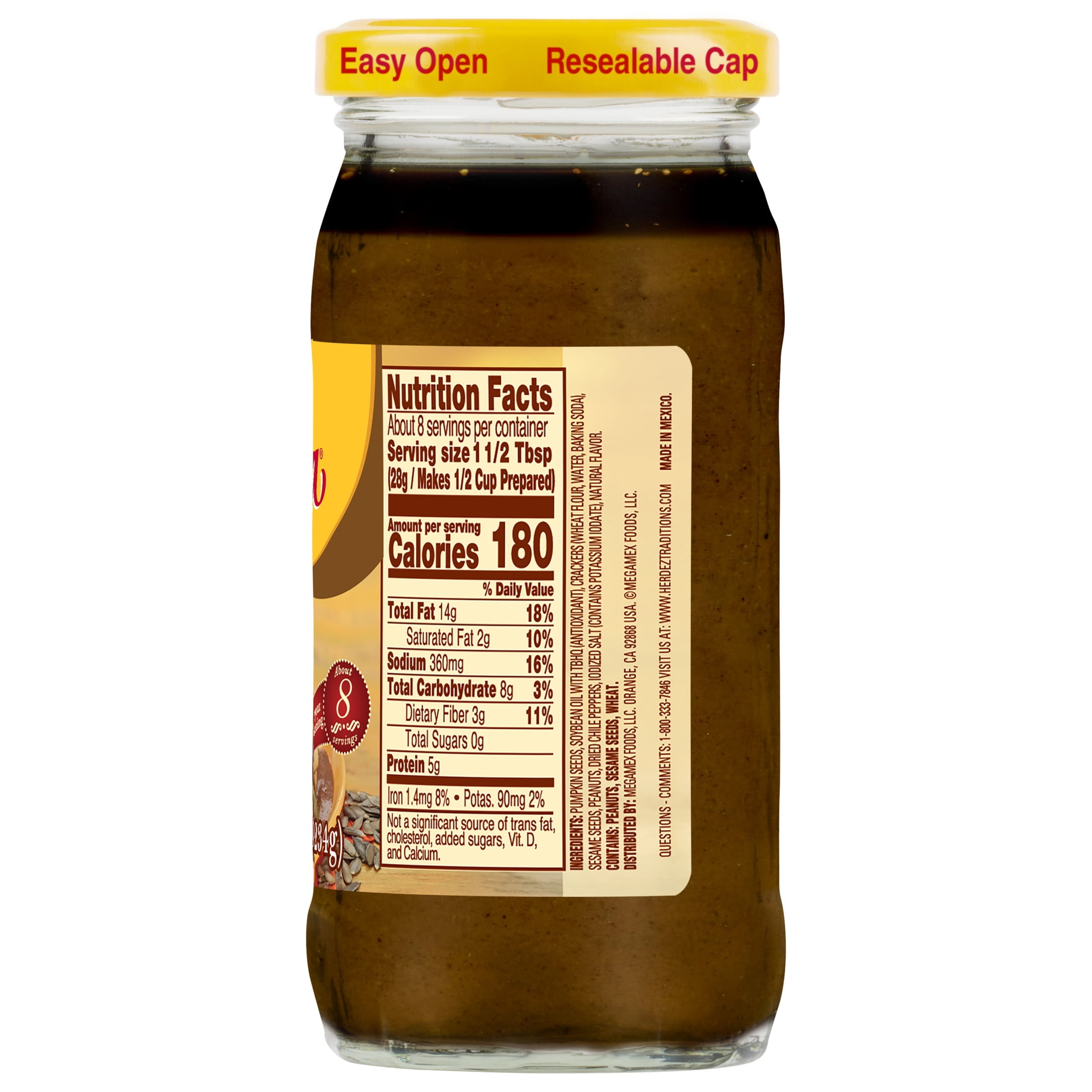 (4 pack) DOÑA MARÍA Pipian Mole, Cooking Sauces & Marinades, Shelf Stable, 8.25 oz Glass Jar