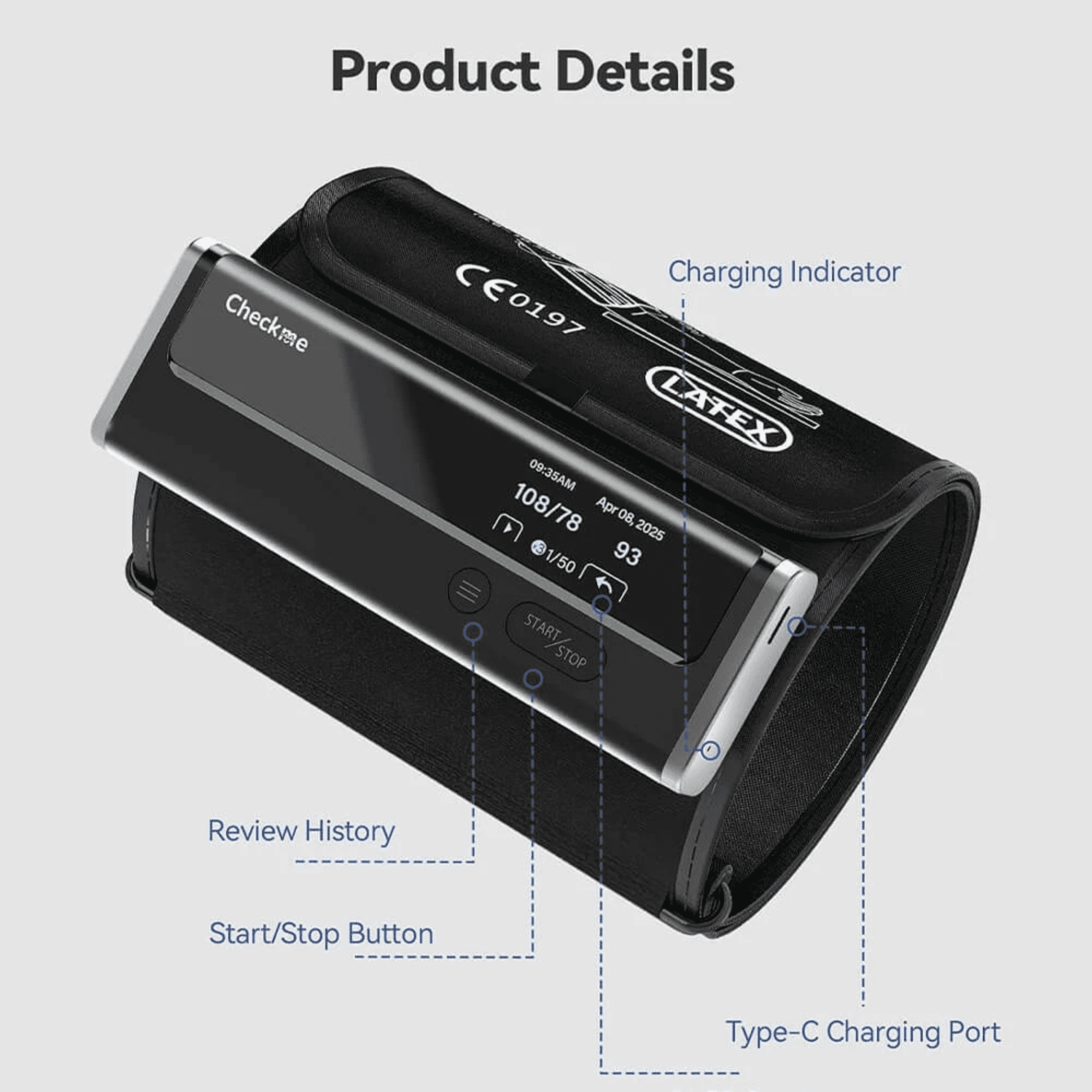 Open Box Checkme 3-in-1 Upper Arm Blood Pressure Monitor with AI EKG/ECG Analysis & WiFi Connectivity