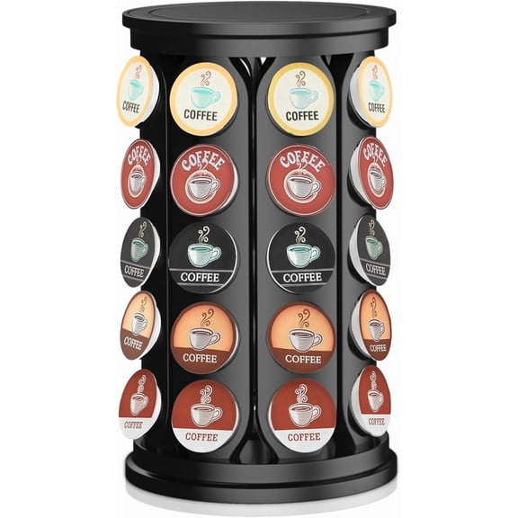 Coffee Pod Holder, Compatible with 40 Keurig K-Cup Pods, Spins 360-Degrees, Home Office Kitchen Counter Organize (Black)