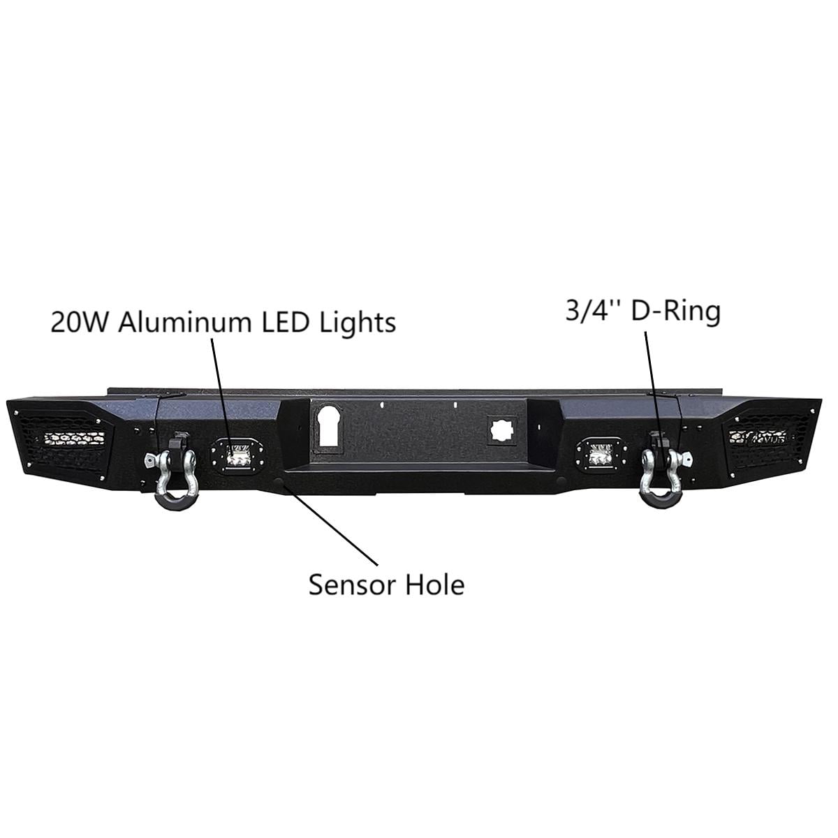 Vijay Compatible with 2015-2016-2018-2017-2019 Chevrolet Silverado 2500hd/3500hd Front and Rear Bumper Textured Black Steel with Lights and D-rings