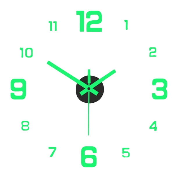 Pegatinas luminosas para reloj de pared sin marco, decoración de pared grande de bricolaje, pegatinas 3D creativas, para sala de estar, oficina,