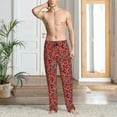 thumbnail image 2 of Naloa Vintage Red Paisley Pajama Pants Men, PJ Bottoms, Sleep & Lounge Pants-Small, 2 of 6