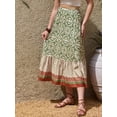 thumbnail image 4 of DARING DIVA Women's Summer Beach Graphic Midi Western Skirts Small Green, 4 of 6