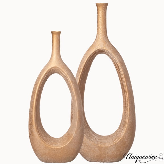 Uniquewise Fiberglass Floor Vases Modern Bohemian Ornamental Oval Design with Open Center for Entryway Living Room Bedroom Office Minimalist Home Decor Accent and Artistic Display Piece