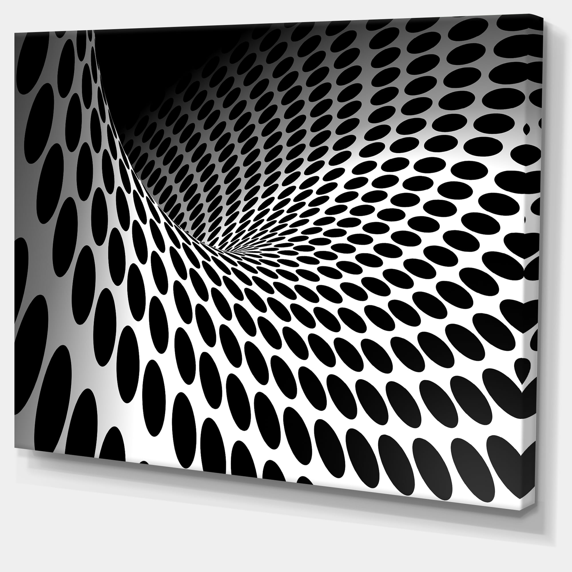 Designart 'Waves and Circles Black n’ White ' Abstract Canvas Art Print
