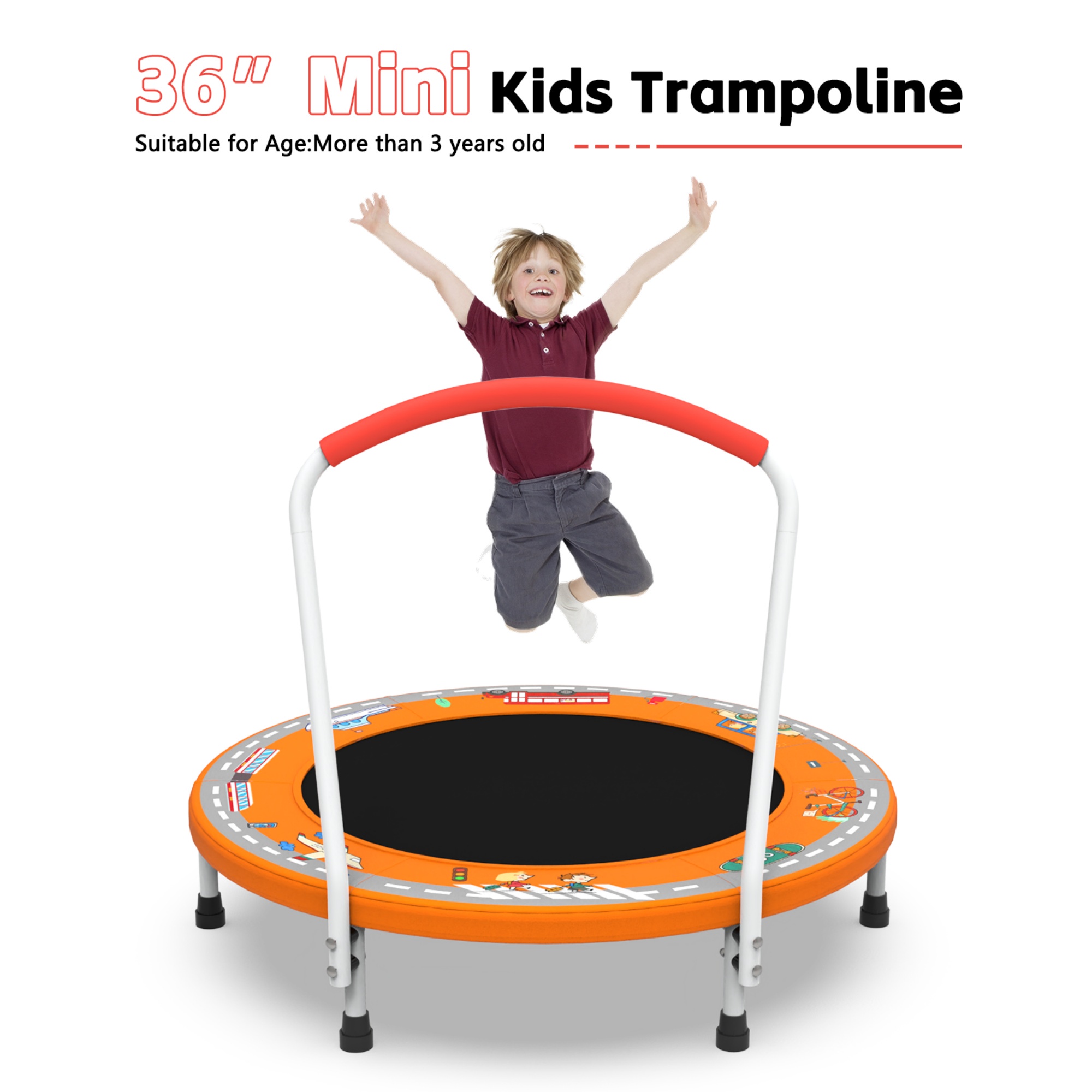 36" Mini Trampoline for Kids, SHINPT Trampoline for Toddlers for Birthday Gift, 36in Toddler Trampoline with Handle, Indoor/Outdoor Kids Trampoline, Small Trampoline for Yard, Lawn, Garden, Backyard
