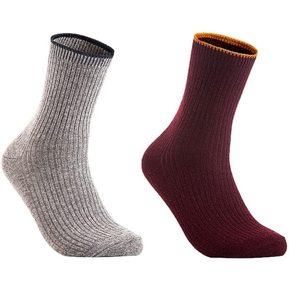 Lian LifeStyle Women's 2 Pairs Cute & Comfortable Wool Crew Socks Size 6-9 HR1612, Color Random Color