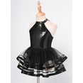 thumbnail image 5 of iiniim Kids Girls Shiny Sequins Dance Dress Figure Skating Sleeveless Halter Tutu Leotard Dancewear Black 16, 5 of 7