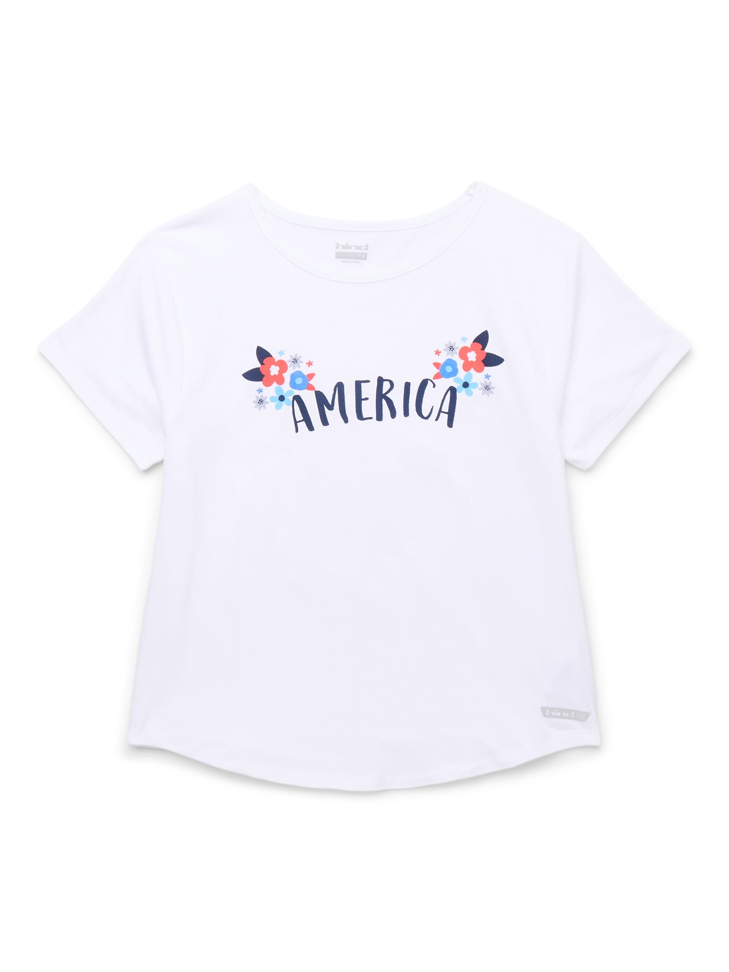 Hind Girl's Solid and Graphic Short Sleeve T-Shirt Set, 2-Pack, Sizes 4-16