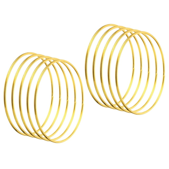 Unique Bargains 4 Inch Dream Catcher Rings, 10 Pcs Metal Macrame Wreath Floral Round Ring Hoop, Gold