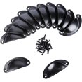 thumbnail image 1 of 12 Pack Seashell Shaped Iron Handles For Kitchen Cupboard Door, Drawer Pulls (black Cup Pulls), 1 of 5